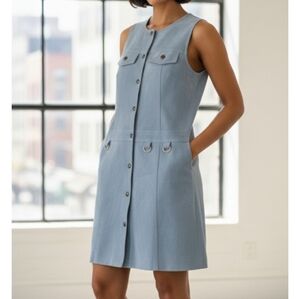 Vintage Christian Dior Sleeveless Jumper Dress Blue Size 12A PROJECT Red Stain